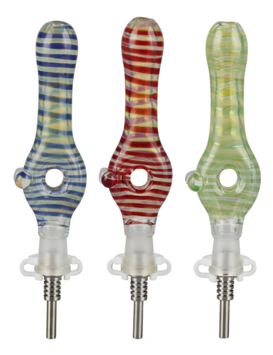 Glass Donut Dab Straw w/ Titanium Tip | 5.5" | 10mm | Colors Vary