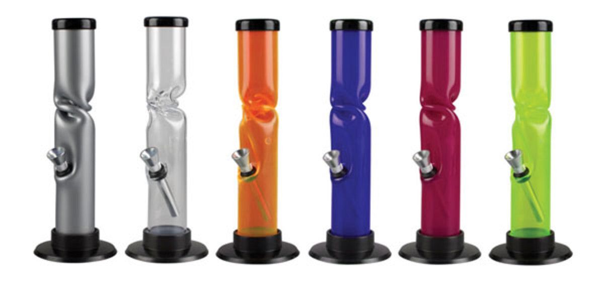 Acrylic Straight Water Pipe w/ Ice Catch | 9" | Colors Vary