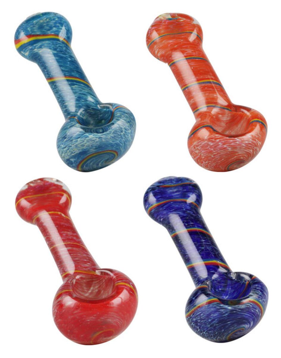 Glass Pipe w/ Stripes | 3" | Colors Vary