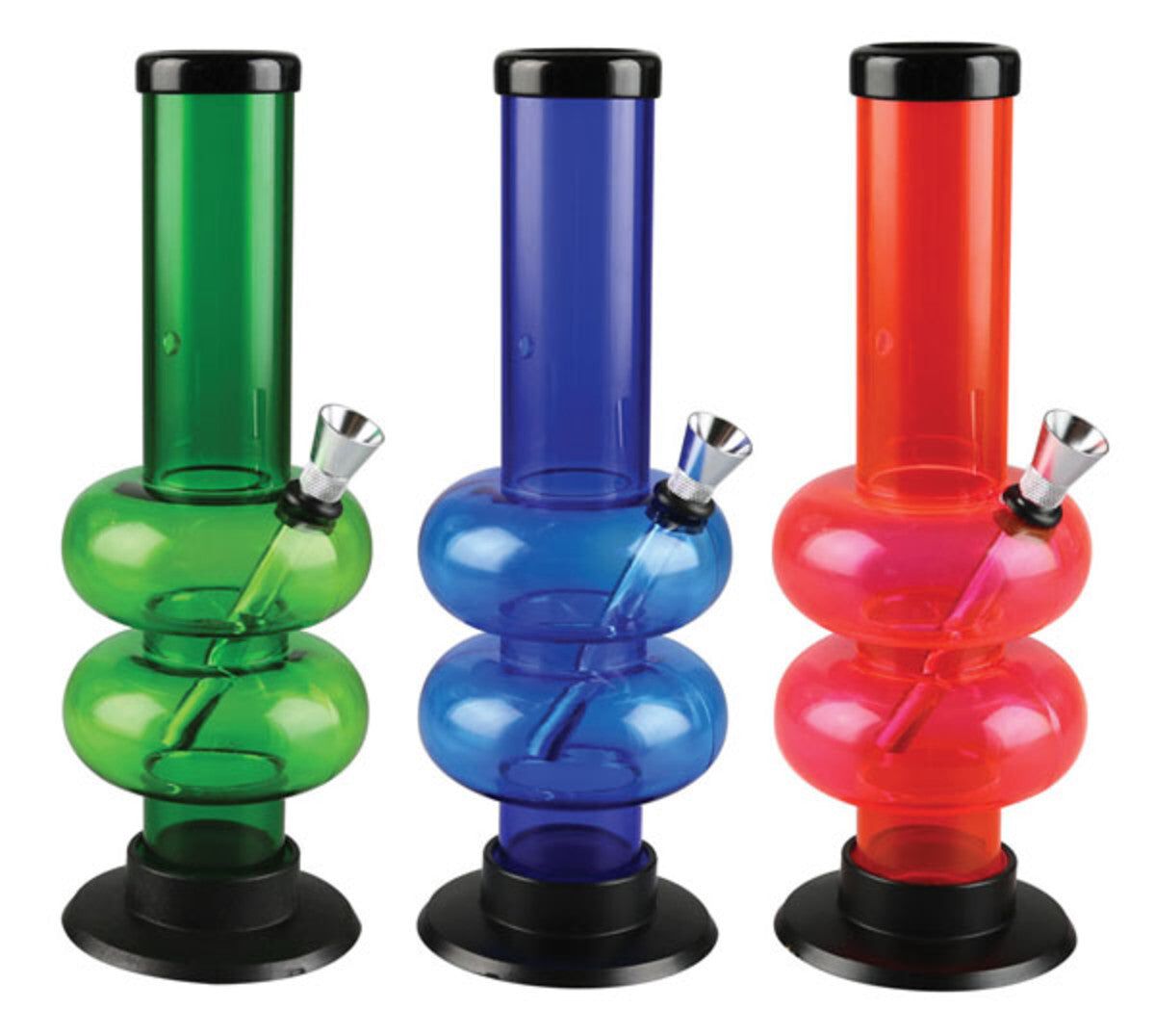 Acrylic Double Bubble Water Pipe | 9" | Colors Vary