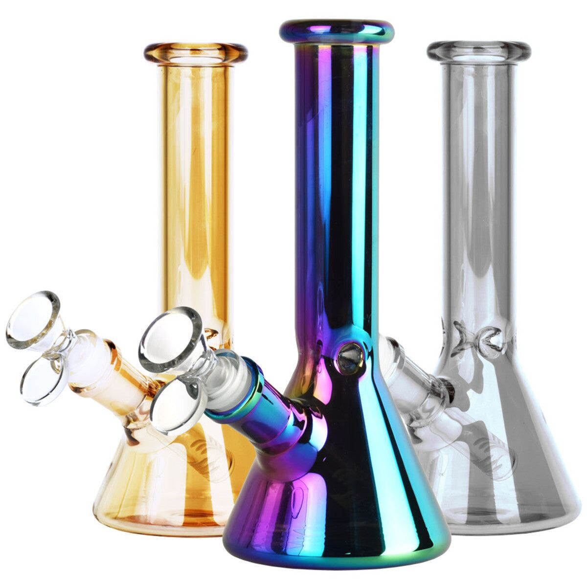 Oil Slick Beaker Water Pipe | 8" | 14mm Female | Colors Vary