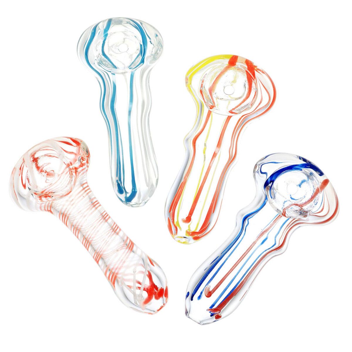 Sada Color Striped Clear Glass Hand Pipe | 2.75" | Colors Vary | BluntPark.com