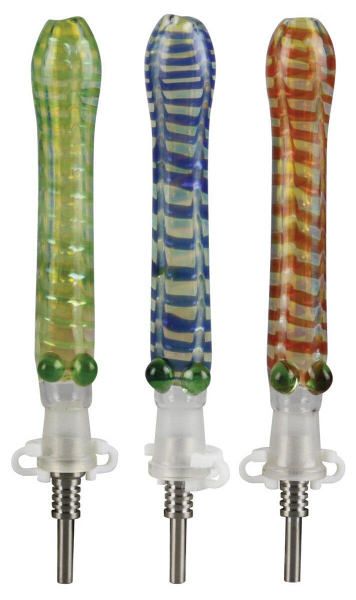 Glass Dab Straw w/ 10mm Titanium Tip | 6" | Colors Vary