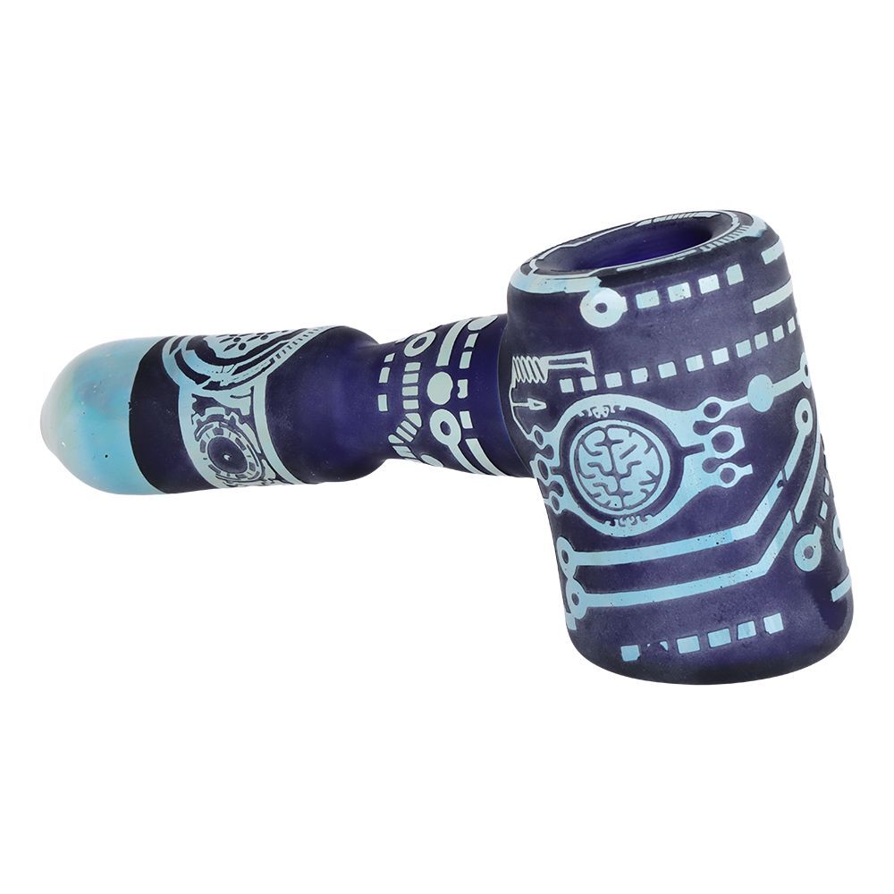 Circuits of Love Sandblasted Glass Hand Pipe - 4.75" / Colors Vary - Image 2