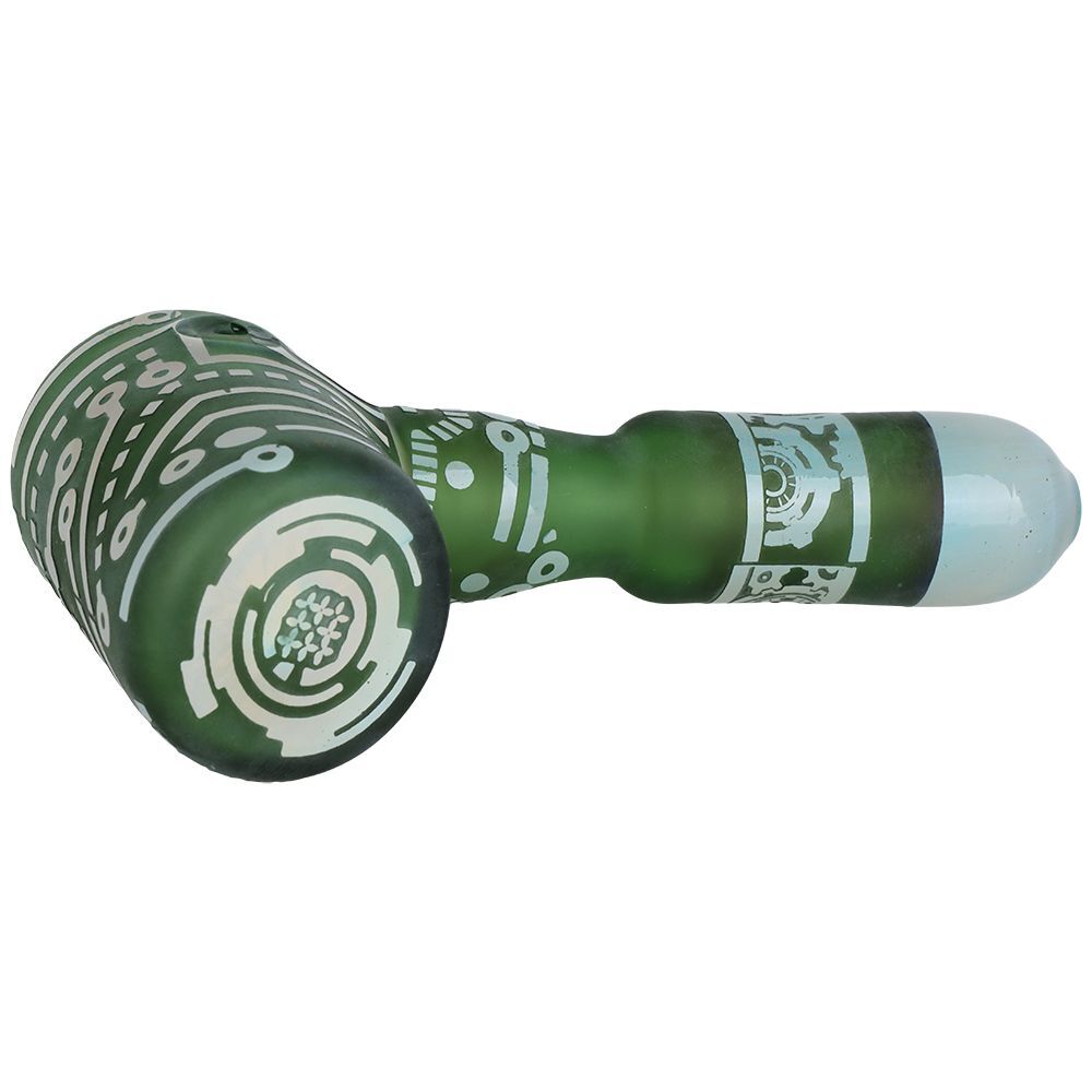 Circuits of Love Sandblasted Glass Hand Pipe - 4.75" / Colors Vary - Image 3