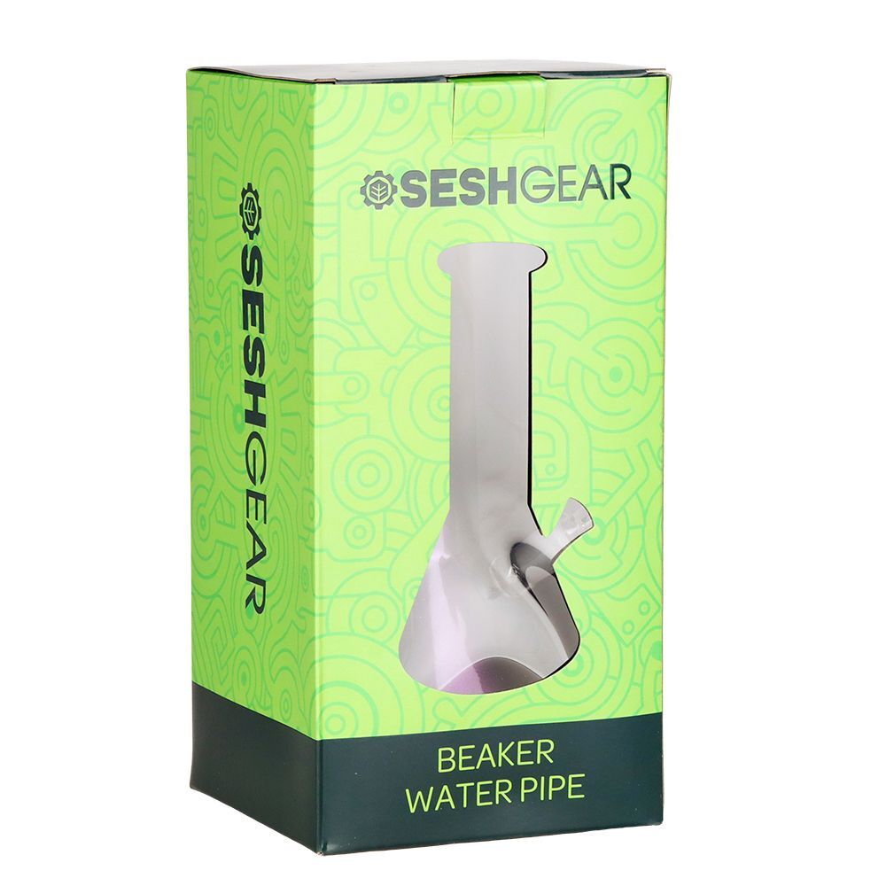 SeshGear Boxed Sparkle and Shine Beaker Glass Water Pipe - 10" / 14mm F / Colors Vary - Image 3