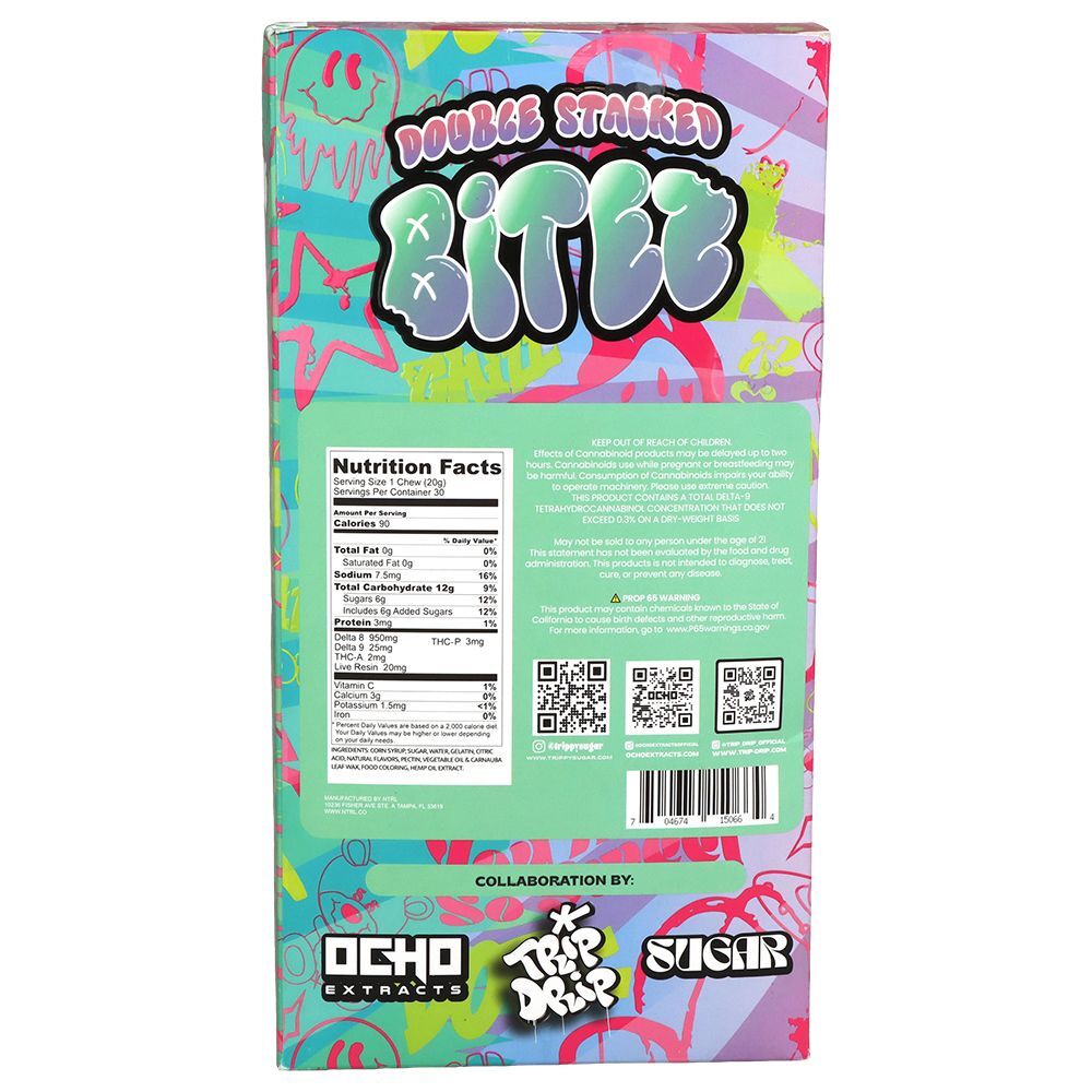 Double Stacked THC Bitez | 2000mg | 2pc | 60pk Display - Image 8